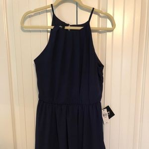 NWT Navy blue halter top sheer dress